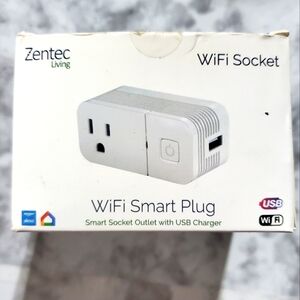 NIB Zentec Wifi Smart Socket Outlet Plug with USB‎ Charger 2 pack